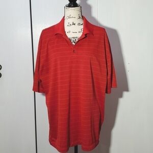 Nike- Mens Nike Golf Dri-fit Red/Black Stripe Button Polo Sz. XL
